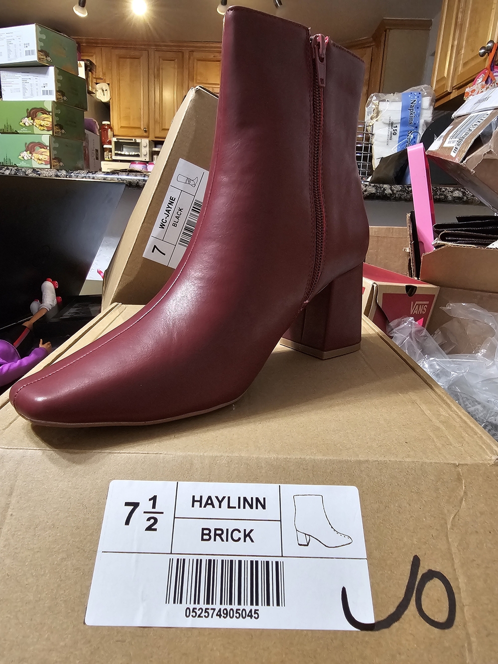 Journee Collection Brick Red Faux Leather Block Heel Ankle Boots